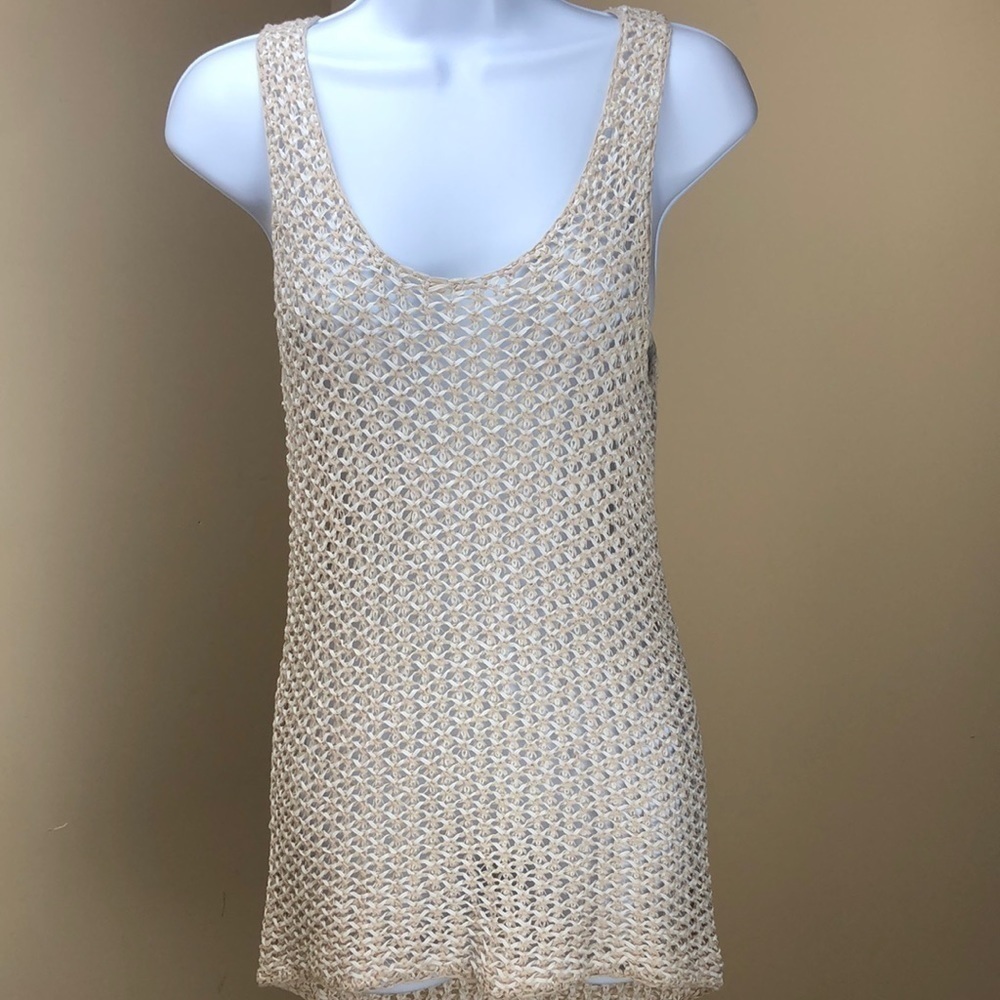 360SWEATER 360 Womens Open-Knit Scoop Neck Tank Top